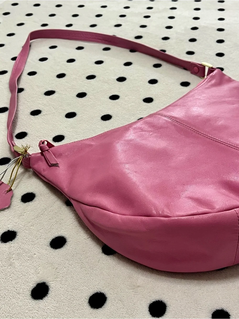 NWT Vintage Pioneer Handbags Pink Leather Crescent Hobo Shoulder Bag